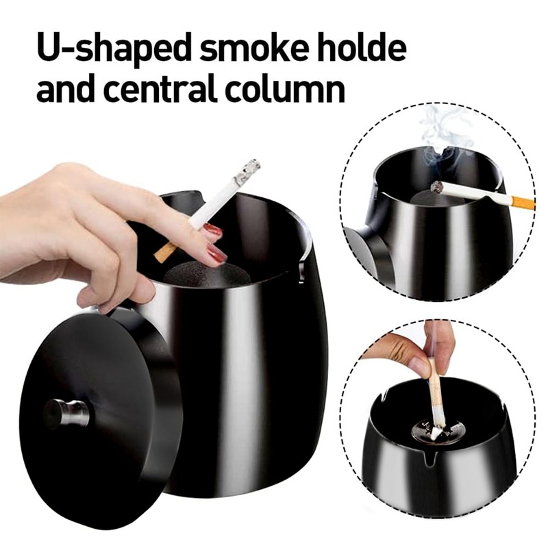 Navani Smell-Proof Ashtray with Lid for Inside & Outdoors |