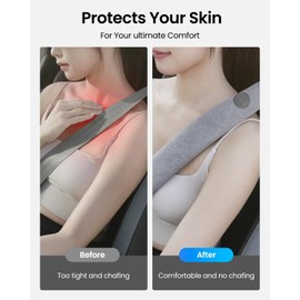 REEVAA 2025 Upgrade Car Seat Belt Cover Pad, Seat Shoulder Strap Pads, Seatbelt Covers for Women Man Adult & Kid, Car Accessories,14.5in, 2 PCS, Grey