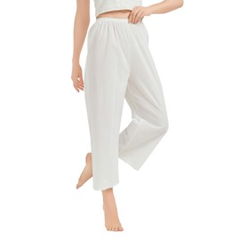 BEAUTELICATE Women 100% Cotton Pettipants Lace Trim Underskirt Loose Loungewear Elastic Waistband