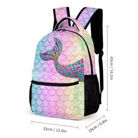 Fovanxixi Mermaid Scales Tail Backpack for Kids Girls Boys Elementary And Middle School Backpack Lightweight Book Bag Back to School