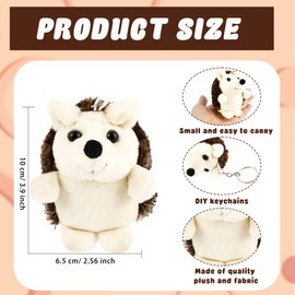 Spaluck 30 Pcs Hedgehog Keychain Mini Stuffed Hedgehog Toy Bulk Plush Animal Keychain for Kids Shower Birthday Wedding Party Favor
