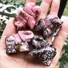Ladeukoi Hand Carved Healing Crystal Elephant Figures, Lucky Bag Stone