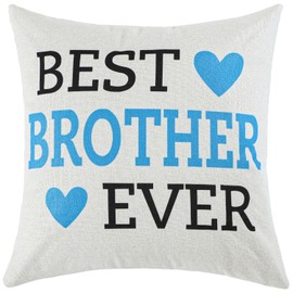 Madizz BEST Brother EVER Cushion Cover Gift Idea for Brother 18 x 18 Inch, Birthday Gift Christmas Thanksgiving Day Gifts