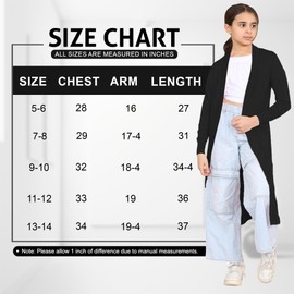 The Fancy Dress® Kids Girls Plain Maxi Cardigan Open Front Long Sleeve Casual Floaty Cardi Longline Boyfriend Winter Cardigans Top Red, 5-6