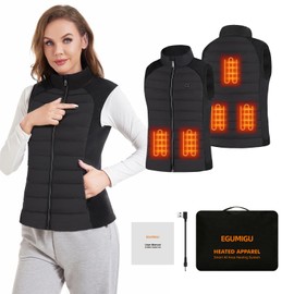 EGUMIGU Heated Vest for Women Warming Electric Heating Vest Coat for Outdoor Activities (Battery Not Included)