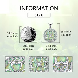 JBAERD Four Leaf Clover Necklace for Women 925 Sterling Silver Green Opal Clover Pendant Necklace Good Luck Jewelry Gifts