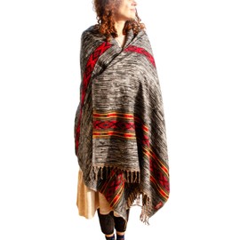 Handwoven Himalayas Yak Wool Shawl Wrap, Bohemian Extra big blanket wrap (Black)