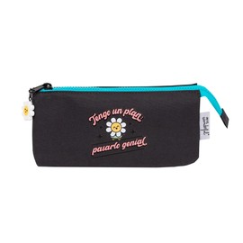 Mr. Wonderful - Triple Wonder Margarita Pencil Case - I Have a Plan: Have a Great Time - School Pencil Case - Pencil Case with 3 Compartments and Zipper Closure - Made of rPET, multicoloured, standard