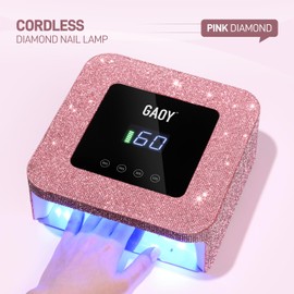 GAOY Cordless UV LED Nail Lamp for Gel Nails, Rechargeable UV Light, Professional Nail Dryer with 4 Timers, Automatic Sensor and Sensitive Mode for Fast Curing, Pink Diamond