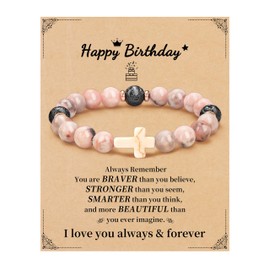 JSJOY Birthday Gifts for Teen Women Cross Bracelet Christian Gifts for Women Daughter Granddaughter Grandma Niece Happy Birthday Bracelet for Her Religious Jewelry