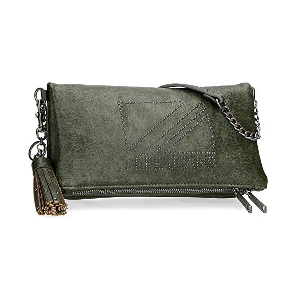 Pepe Jeans Donna Messenger Bag with Flap Green 25 x 13 x 2 cm Synthetic Leather, green, Shoulder bag with flap