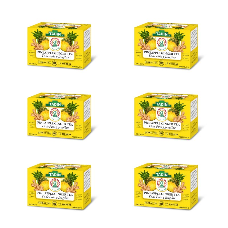 Tadin Herbal Pineapple Ginger Tea 24 Count Caffeine Free Refreshing