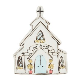 Mud Pie Wedding Church 13 3/4" x 11" PLATTERS & TRAYS, White