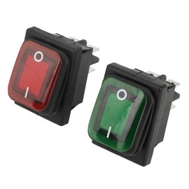 Rocker Switch 4 Pin 2 Position 220 V ON-Off Snap Waterproof Dustproof Red Green Lamp Rocker Switch Pack of 4