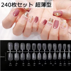 HAPVITAL Nail Tip, Ultra Thin, Short, Medium, Clear, School Entrance Ceremonies, Graduations, Natural Fit, Tight, Fake Nails, Matte, 240 Pieces, Gel Nail Supplies, Nail Art, DIY for Beginners,