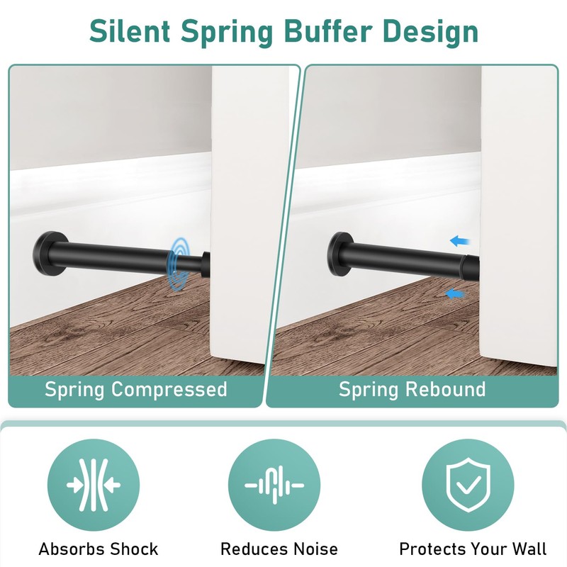 6 Pack Door Stoppers, 112mm Long Door Stop, Spring Loaded,
