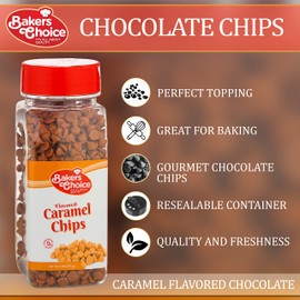 Caramel Flavored Chocolate Chips , Non Dairy, Kosher - 9 oz. - Baker's Choice