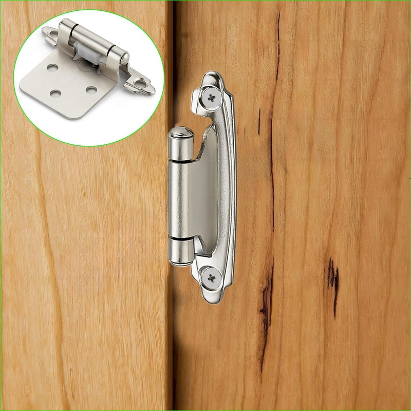 3 Pair -6 Pcs 1/2" Overlay Matte Silver Cabinet Hinges