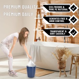 Rishpahu Small Trash Bags 4 Gallon, Flexible & Durable Small Garbage Bags, Scent Free & Easy Tearing 4 Gallon Trash Bag for Kitchen, Bathroom, Bedroom, Office, Transparent, 110Counts, 0.3Mil