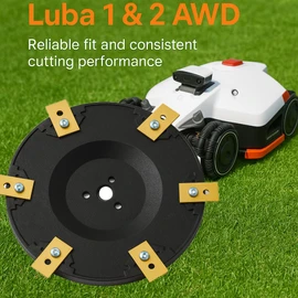Injection-Molded GF-PP (Glass-Fiber Reinforced Polypropylene) 6-Blade Cutting Discs, Compatible with Mammotion LUBA 1 AWD & LUBA 2 AWD (up to 2024), Integrated Screw Mounts, 2-Pack (Discs Only)