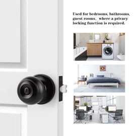 Probrico 2 Pack Black Door Knobs Interior,Door Lock for Bedroom Door Knobs Indoor Bed/Bath Door Handle with Lock for Privacy and Security,Interior Door Knobs for Left or Right Handed Doors