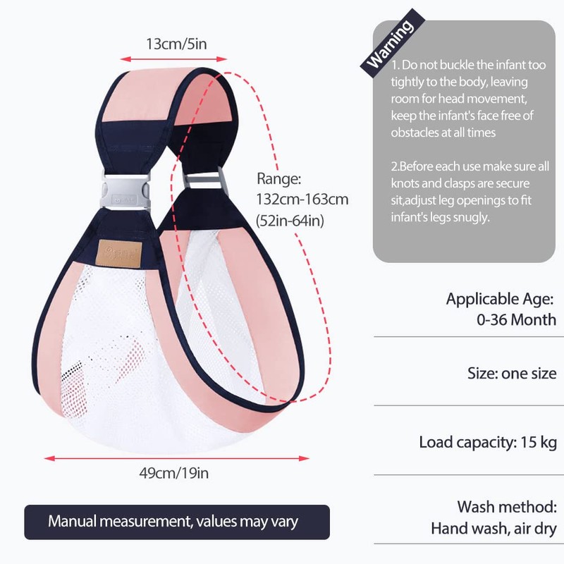 HINATAA Breathable Baby Sling, Adjustable Baby Carrier, Baby Carrier Wrap,