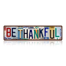 TREEPERI Vintage Be Thankful Street Sign Wall Decor Metal Tin Signs for Bar Home Bedroom Garage