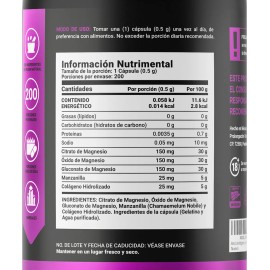 Mezcla De Magnesios 200 Cáps Citrato Oxido Gluconato B Life Sabor Sin sabor