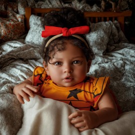 BABESIDE Lifelike Reborn Baby Dolls Black Girl, 20 Inch Realistic Black Girl Newborn Real Life Baby Girl Dolls Soft Vinyl and Cloth Body with Feeding Kit Gift Box for Kids Age 3+