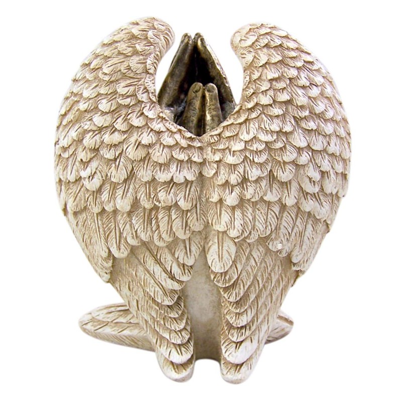 Angel Wings with Praying Hands Cast Resin Figurine Statue, 5