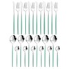 JASHII 24 Piece Titanium Mint Green Plated Stainless Steel Flatware