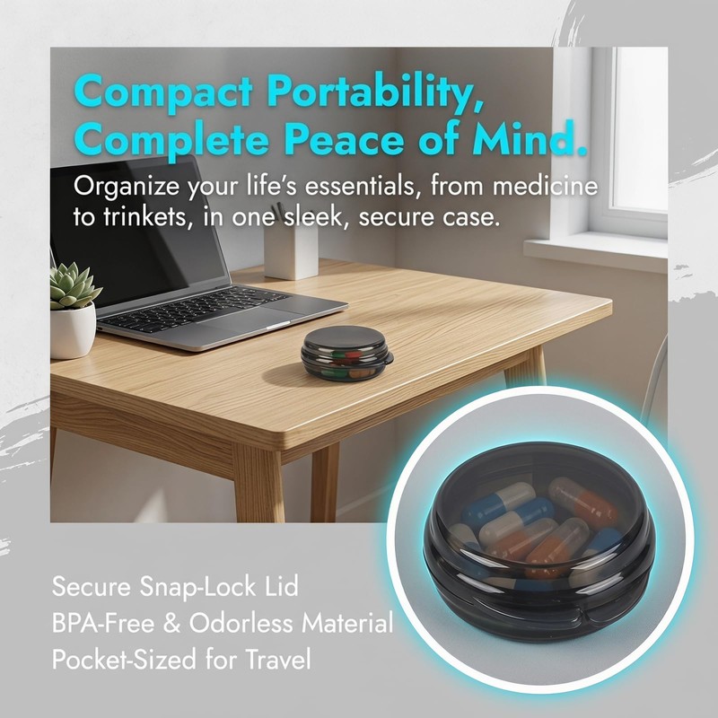 Rovelin 3 Pack Small Pill Box, Mini Pill Case Travel