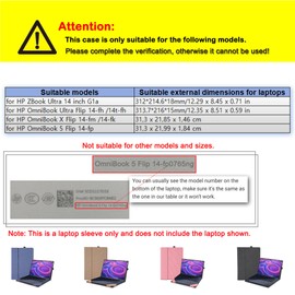 LIMIYUE Laptop Cover Case for HP OmniBook X/Ultra /5 Flip 14 inch & for 14'' ZBook Ultra G1a [Do Check Model] Sleeve,PU Leather Protective Bag with Foldable Cooling Bracket (Dark Gray)