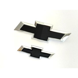 Auto Fit 2021-2024 Suburban Tahoe Front & Rear 2PC Chrome Black Bowtie Emblems