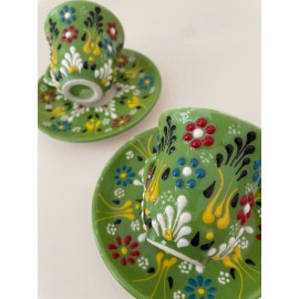Handmade Turkish Ceramic Espresso Cups And Saucers Set, Handmade cups set - 3
