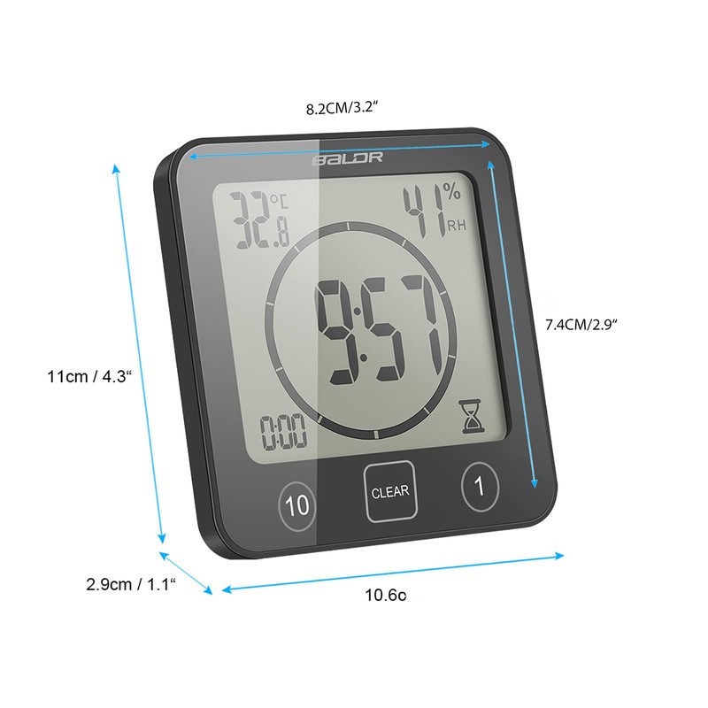 Digital Bathroom Shower Wall Clock Timer, Shower Clock Waterproof with