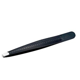 Exeton - Eyebrow Tweezers, Hair Removal Tool, Hair Plucker, Stainless Steel, Non Slip Handle, Color Black