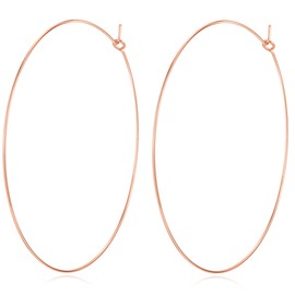 FLYUN 70mm 18k Gold Plated Hoop Earrings For Women-Silver Big Large Thin Lightweight Wire Threader Loop Drop Dangle Hoop Earrings For Women-Hypoallergenic Fashion Circle Minimalist Jewerly(ROSEGOLD)