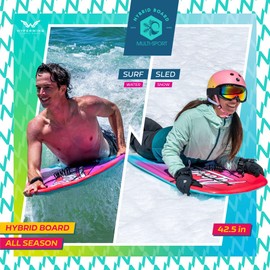 Alendec 42.5in Hybrid Alendec All Season Board for Snow & Water Multi-Sport Snow SLED | Bodyboard with Leash Cord
