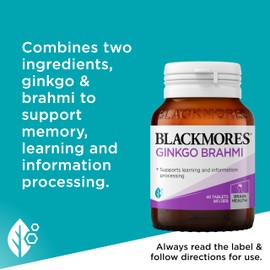 Blackmores Ginkgo Brahmi| Support Memory, Learning & Cognitive Functioning| 40 Tablets