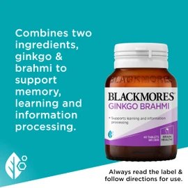 Blackmores Ginkgo Brahmi| Support Memory, Learning & Cognitive Functioning| 40 Tablets