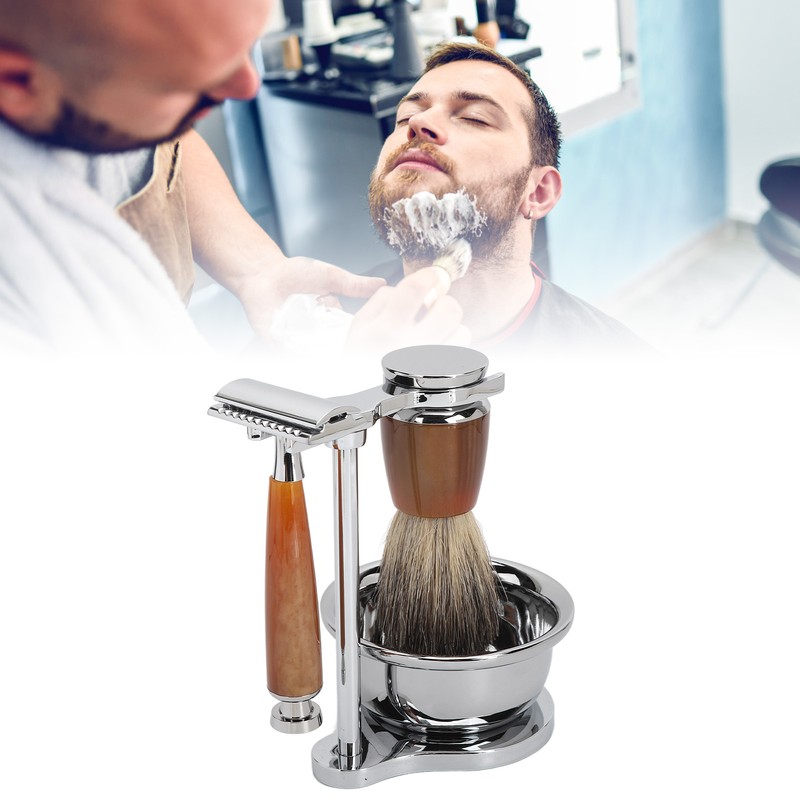 Safety Men Grooming Set Trimming Soap Stand Bowl Beard Brush
