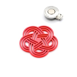 Golf Marker [Metal Marker for Luck] Product Name: #GOOD LUCK Mizuhiki #Increase Concentration #Perfect Gift #Brighten Around Face #Stainless Steel 1.6 inches (40 mm) #Fluorescent Coral Red # Attach to
