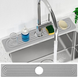 Stone Quick Dry Sink Splash Guard, Instant Dry Diatomite Stone Sink Tray, Water Absorbing Stone Drying Tray for Sink Stone Tray Mat, Faucet Mat for Kitchen Sink Stone Drying Mat for Kitchen Bathroom