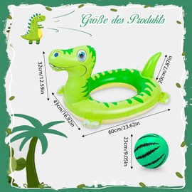 taonganui Dinosaur Inflatable Swimming Hoop Children with Water Ball Inflatable Swimming Ring Children's Toy Swimming Animal Swimming Hoop for Boys, Children