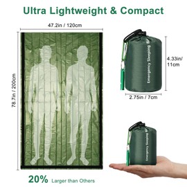 EEEKit Emergency Sleeping Bag,2Pack Lightweight Waterproof Survival Bivy Sack with Survival Whistle,Thermal Emergency Blankets Portable Mylar Survival Gear for Camping,Hiking,Outdoor Activities