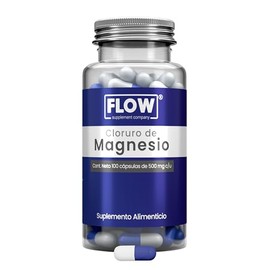 Cloruro de Magnesio 500 Mg por Cápsula - Apoyo al Sistema Nervioso y Muscular - Vitamina D  K2 - Calcio - 100 Cápsulas para 3 Meses - Flow Supplements