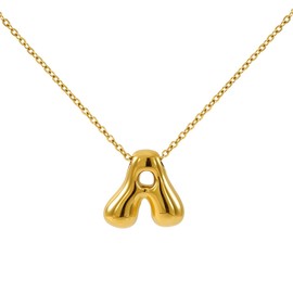 KALOEY Bubble Initial Necklace for Women – Gold Letter Pendant, Trendy Alphabet Jewellery, Perfect for Birthday, Anniversary, Christmas or Thanksgiving
