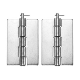 uxcell 2 Pack Heavy Duty Weldable Hinges, 3.5" x 2.36" x 0.12" Weld on Butt Hinge Stainless Steel Folding Metal Detachable Gate Hinges for Trailer Doors, Silver