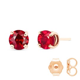 Galaxy Gold GG 14k Solid Rose Gold 1.30 ctw Brilliant Cut Round Ruby Stud Earrings Fiercely We Believed